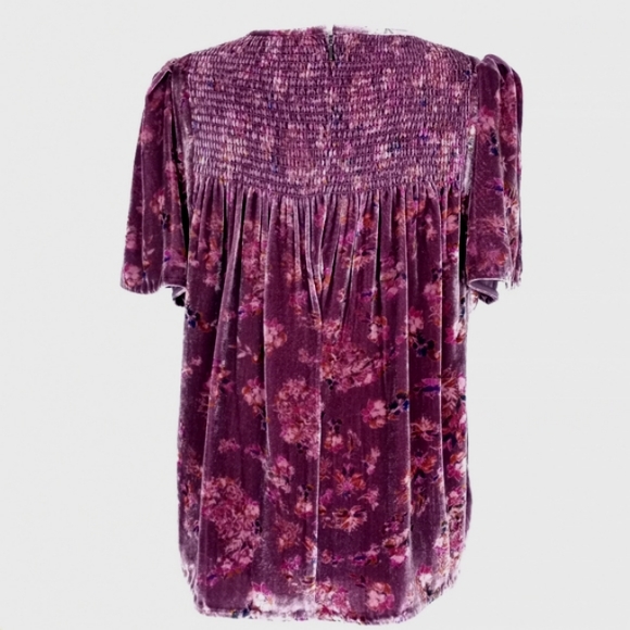 Rebecca Taylor Plum Jewel Velvety Smocked Top - Picture 11 of 15